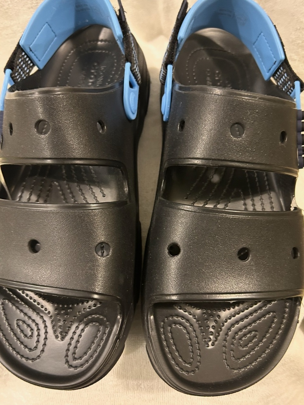 CROCS Black and Light Blue Men's Dual-Strap Slip-On Sandals